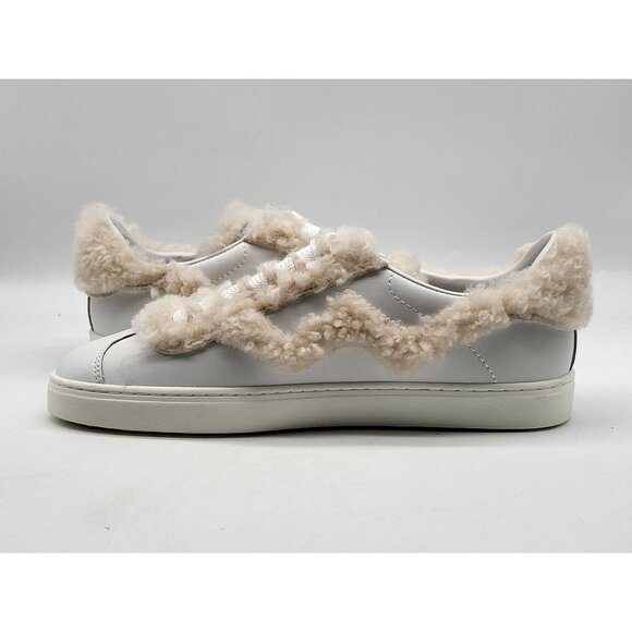 Stuart Weitzman Daryl Cozy Shearling Sneakers Women's 5.5B‎ White Leather NWOB - Picture 3 of 9